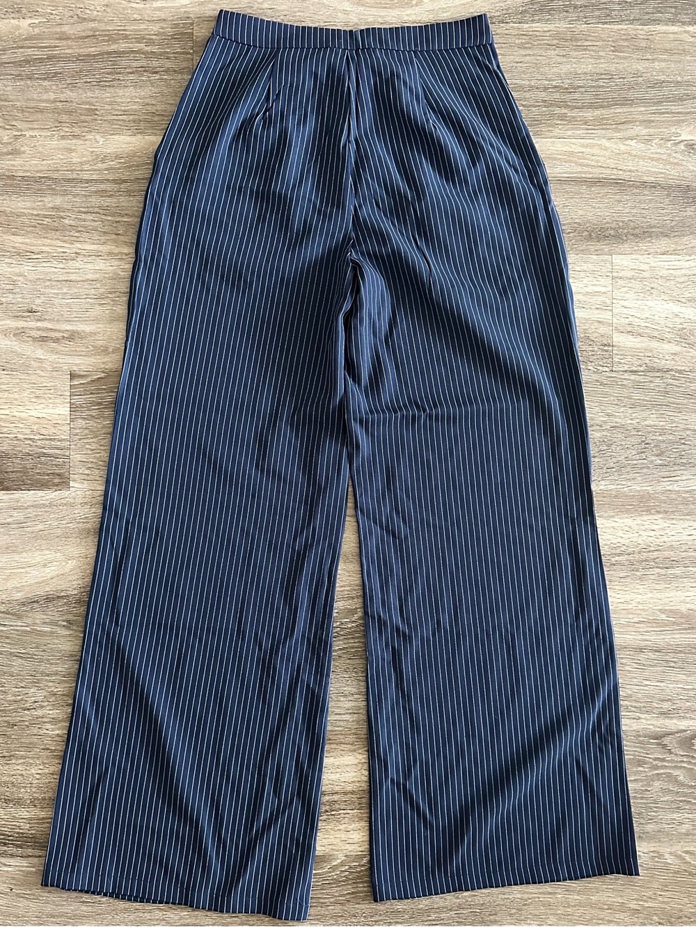 Princess Polly Briana Set Navy Pinstripe Bustier Crop Top & Wide Leg Pant US 6 - Picture 10 of 10